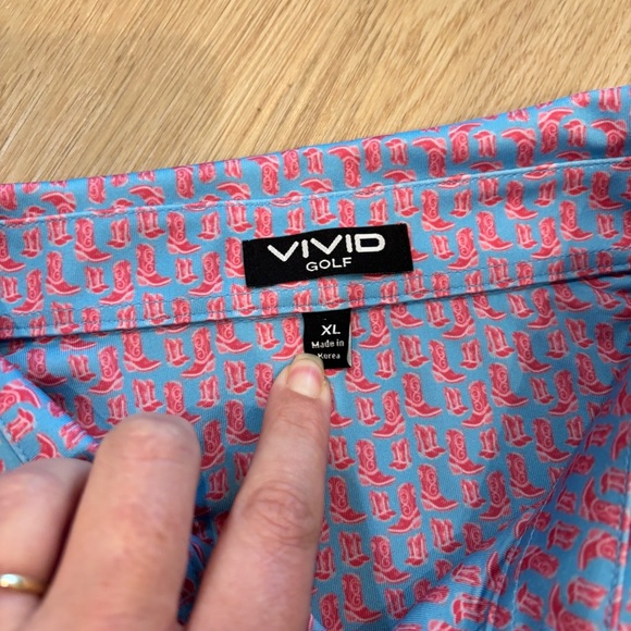 Vivid Golf Performance Men’s Polo Shirt Cowboy Boot Print XL - Picture 4 of 8